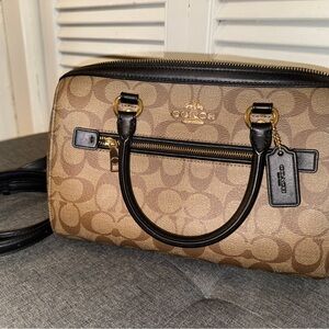 Coach Tan and Black Signature Satchel